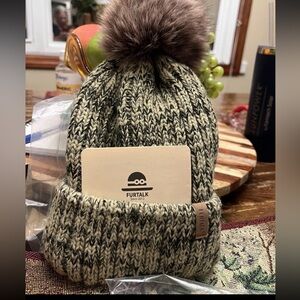 FURTALK Beanie Knitted Detachable Pompom Soft Winter Hat